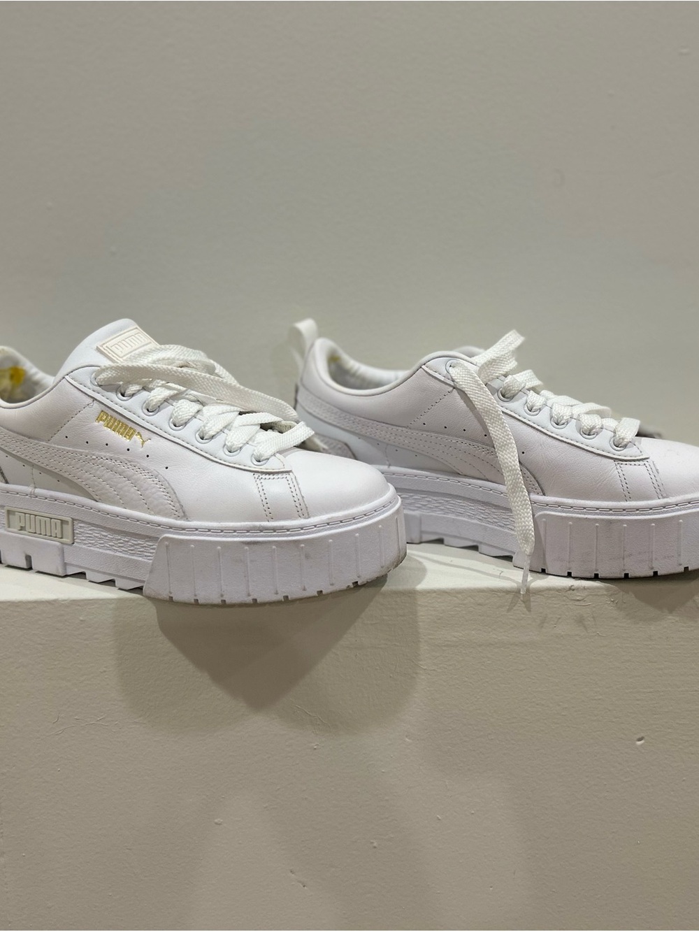 Puma Cali Platform White Chunky Platform Leather Sneakers